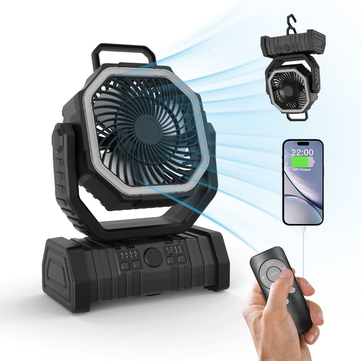 BreezeGuard™- Portable Camping Fan & Power Bank