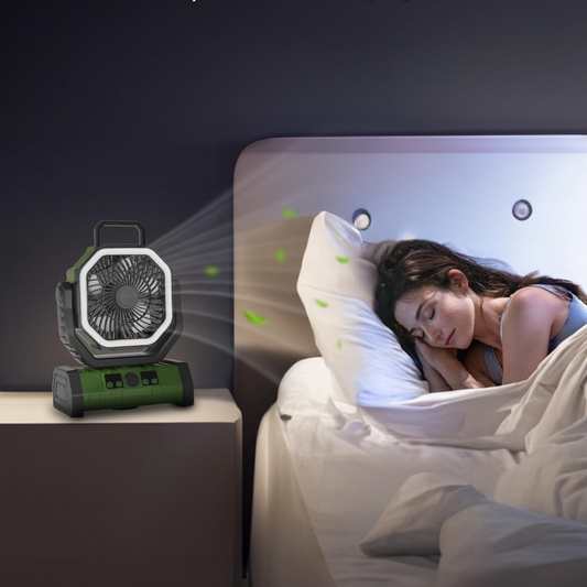 BreezeGuard™- Portable Camping Fan & Power Bank